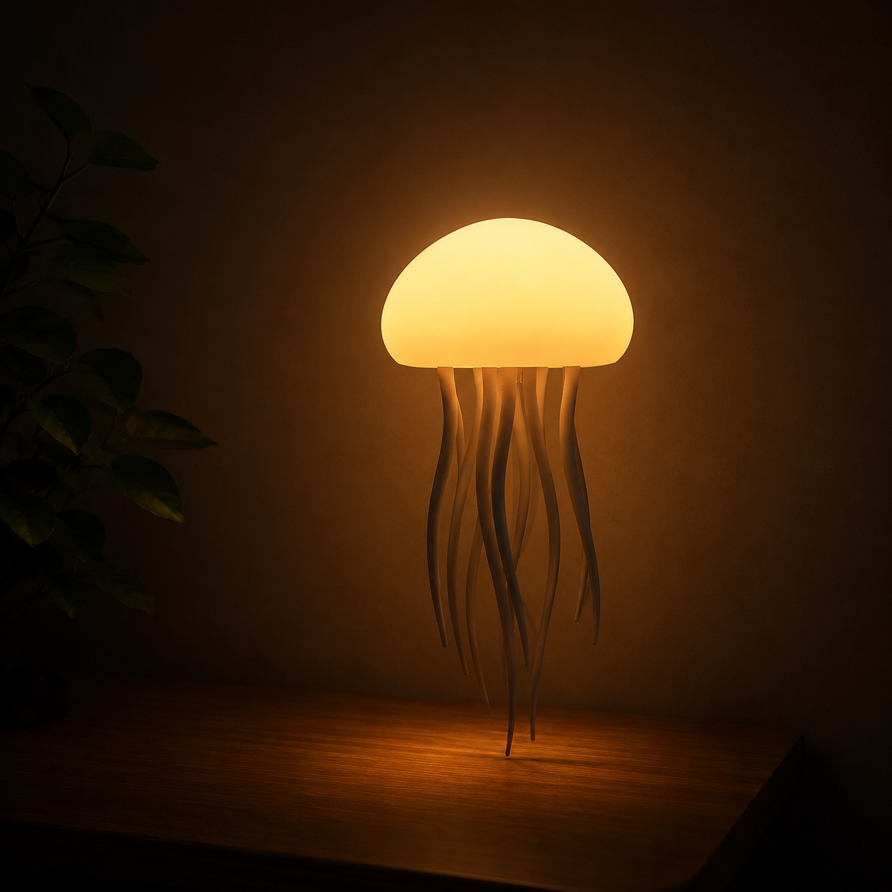 Bionic Jellyfish Night Light - Voice Control RGB LED Lamp with Dancing Tentacles (USB Rechargeable)