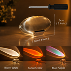 Crystal sunset projector lamp on bedroom nightstand creating warm ambient mood lighting modern minimalist home decor