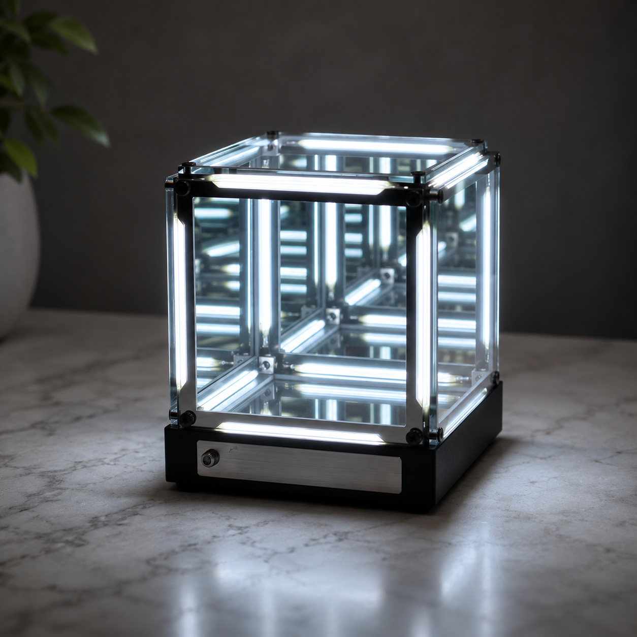 InfinityGlow 4D Infinity Mirror Cube Night Light - Touch Dimming LED Desk Lamp with 2000Mah Battery