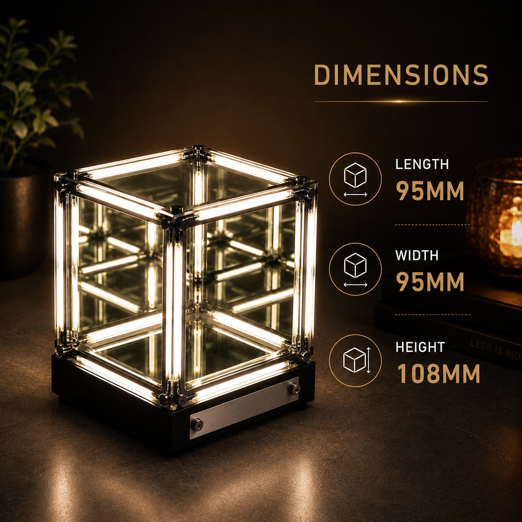 InfinityGlow 4D hypercube cube night light on gaming desk setup as ambient mood light cyberpunk aesthetic room decor