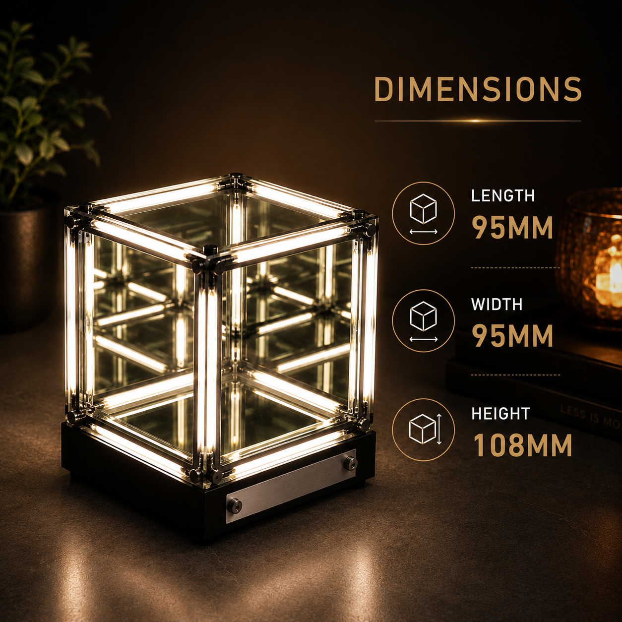 InfinityGlow 4D hypercube cube night light on gaming desk setup as ambient mood light cyberpunk aesthetic room decor