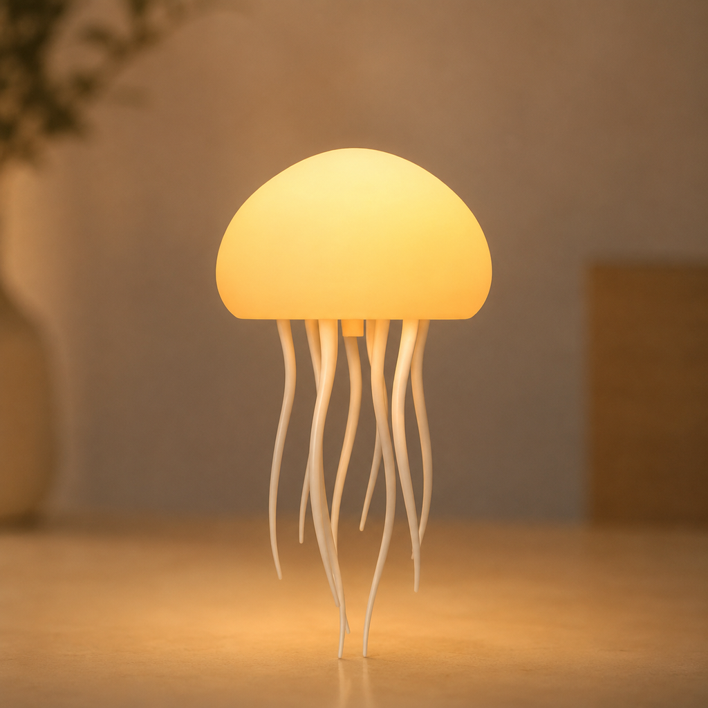 Bionic Jellyfish Night Light - Voice Control RGB LED Lamp with Dancing Tentacles (USB Rechargeable)
