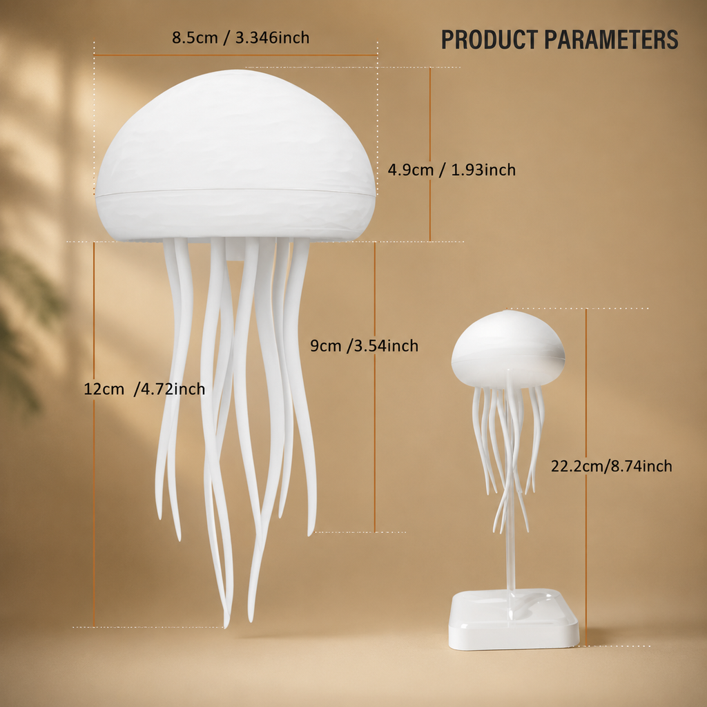 Bionic Jellyfish Night Light - Voice Control RGB LED Lamp with Dancing Tentacles (USB Rechargeable)
