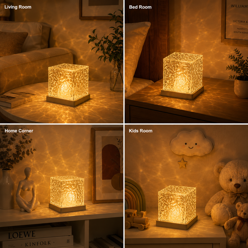Water Ripple LED Lamp - RGB Aurora Ocean Wave Projector Night Light with Remote Control